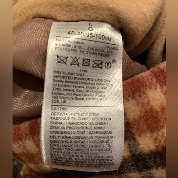 NWT Banana Republic Reversible Coat: Brown Plaid & Camel, Open, Tie Belt, Large - Picture 14 of 16